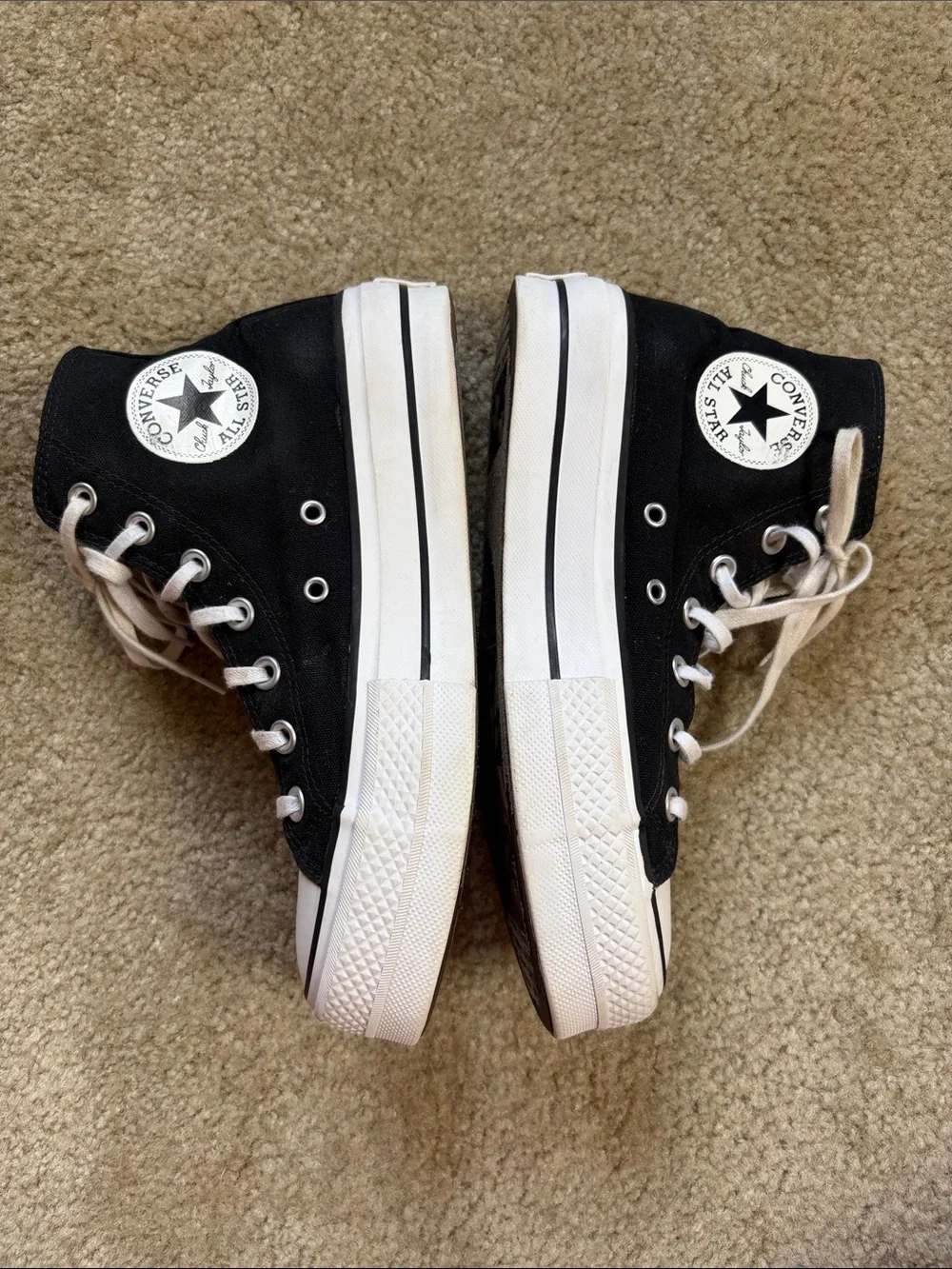 Converse Black and White High-Top Platform Sneakers - Picture 2 of 7